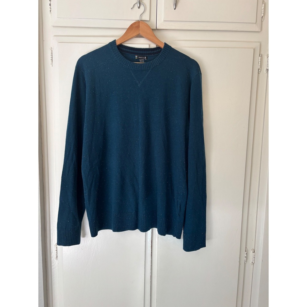 Smartwool Mens Merino Wool Donegal Fleck Crewneck Sweater Teal Blue Size L